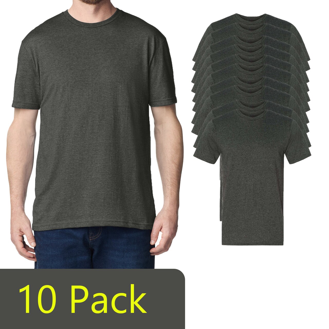Gildan Unisex Softstyle Lightweight Short Sleeve T-Shirt, Heather Dark Grey Crewneck Tee